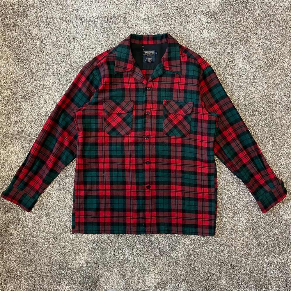 Pendleton Plaid Board Shirt 100% Virgin Wool Men’s Size Large
